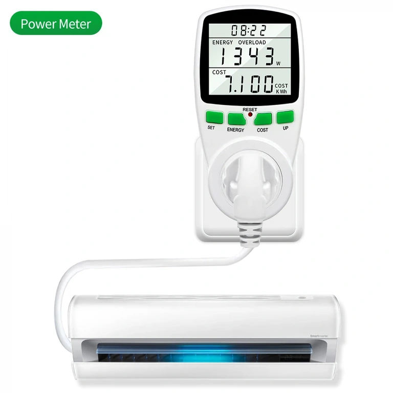 Electric current measuring device for plug-in consumers