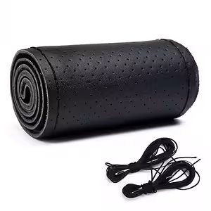 Universal Natural Calf Leather Steering Wheel Cover with Thread and Needle