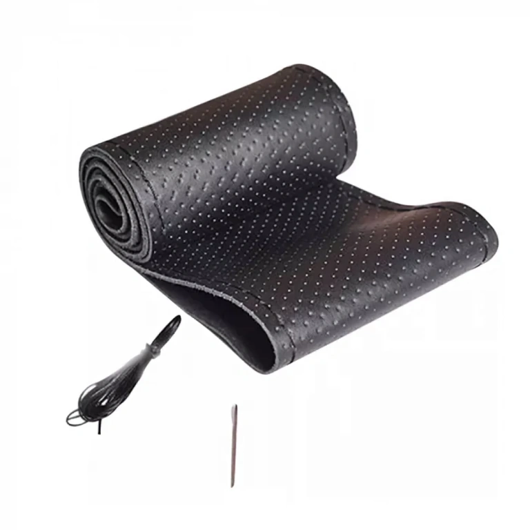 Universal natural leather steering wheel cover for cars