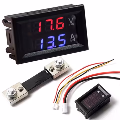 Digital Voltmeter-Ammeter 0–100V 100A with Shunt Included – LED Display Panel, DC Current Measurement