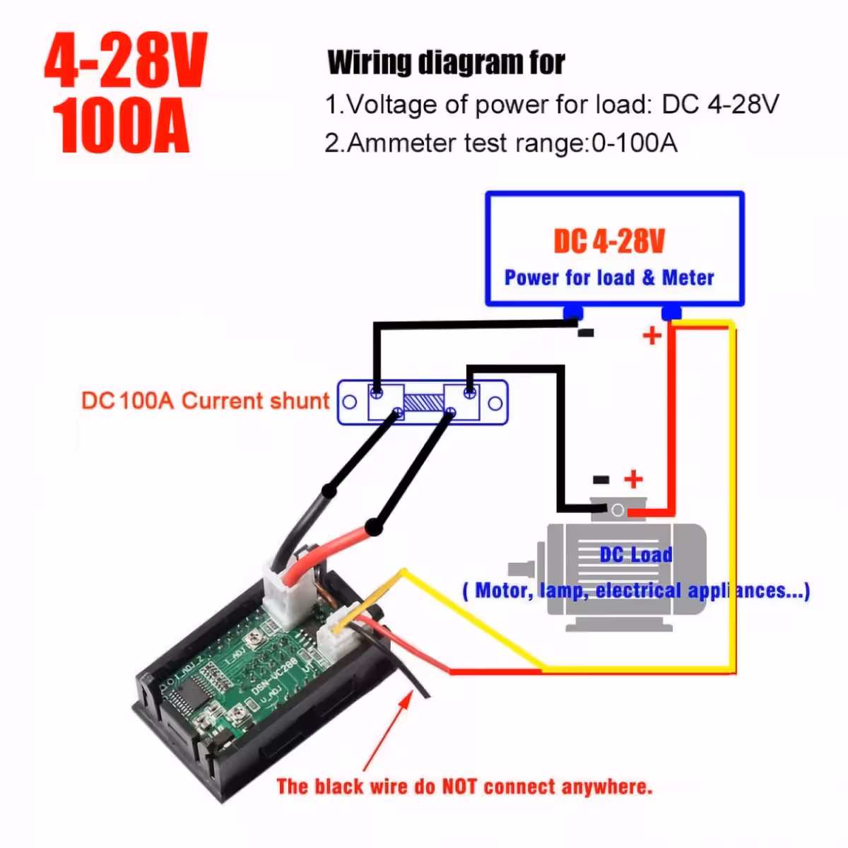 Wiring diagram for power supply 4V–28V