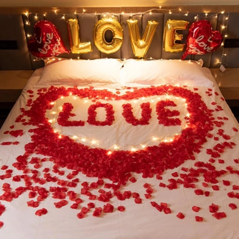Rose petals for bedroom surprise Create intimate ambiance with red artificial rose petals