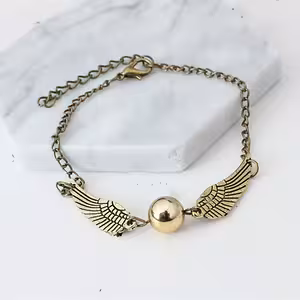 Harry Potter Bracelet Golden Snitch & Deathly Hallows – Gold/Silver Plated, Magical Gift for Fans