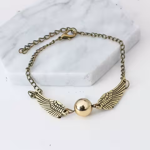 Harry Potter Bracelet Golden Snitch & Deathly Hallows – Gold/Silver Plated, Magical Gift for Fans