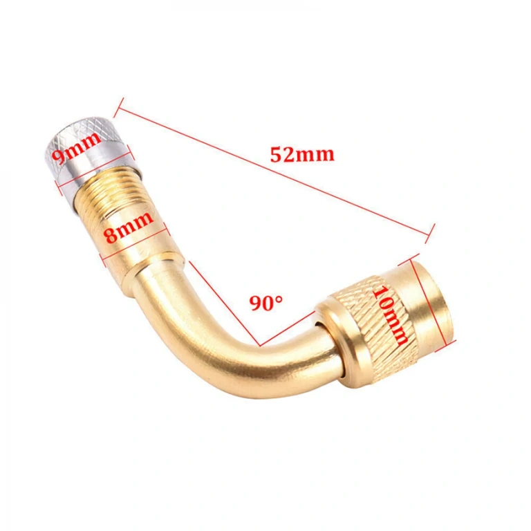 90-degree valve connector extension in brass or copper
