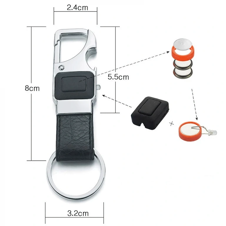 Multifunction key ring for men Key ring with multiple functions: LED, carabiner, opener