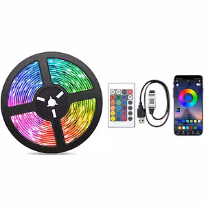10m RGB LED Strip with USB, Bluetooth, Remote and Music Light Mode – TV and Room Decoration