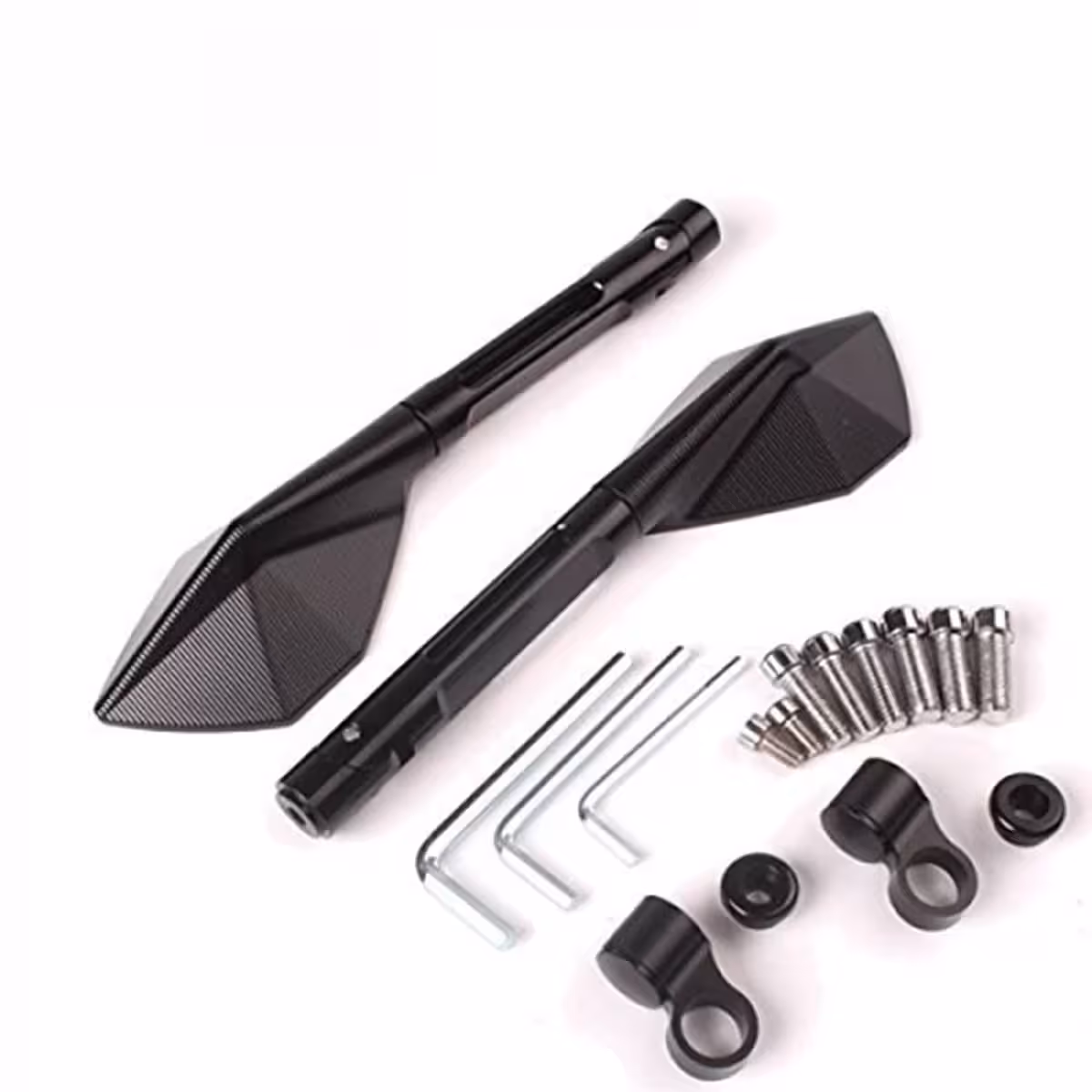 CNC-machined aluminum motorcycle mirrors, premium Rizoma design