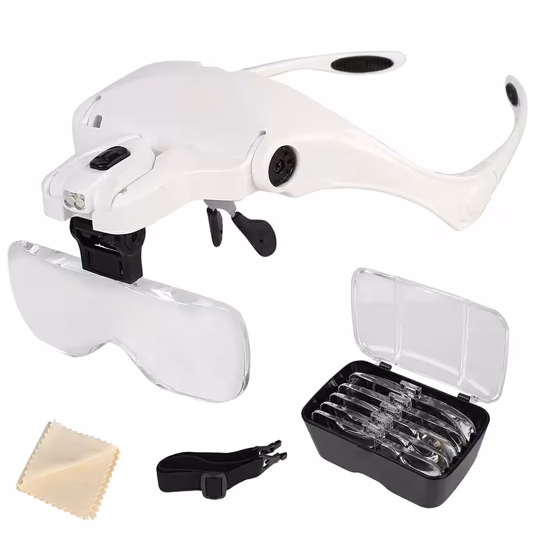 Magnifying Glasses with LED – 5 Lenses for Watchmaking, Electronics, Jewelry, Dentistry, Engraving