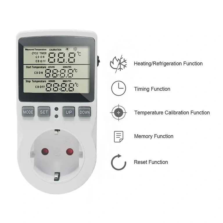 Technical specifications – thermostat plug Power supply, temperature range, accuracy, sensor, maximum load