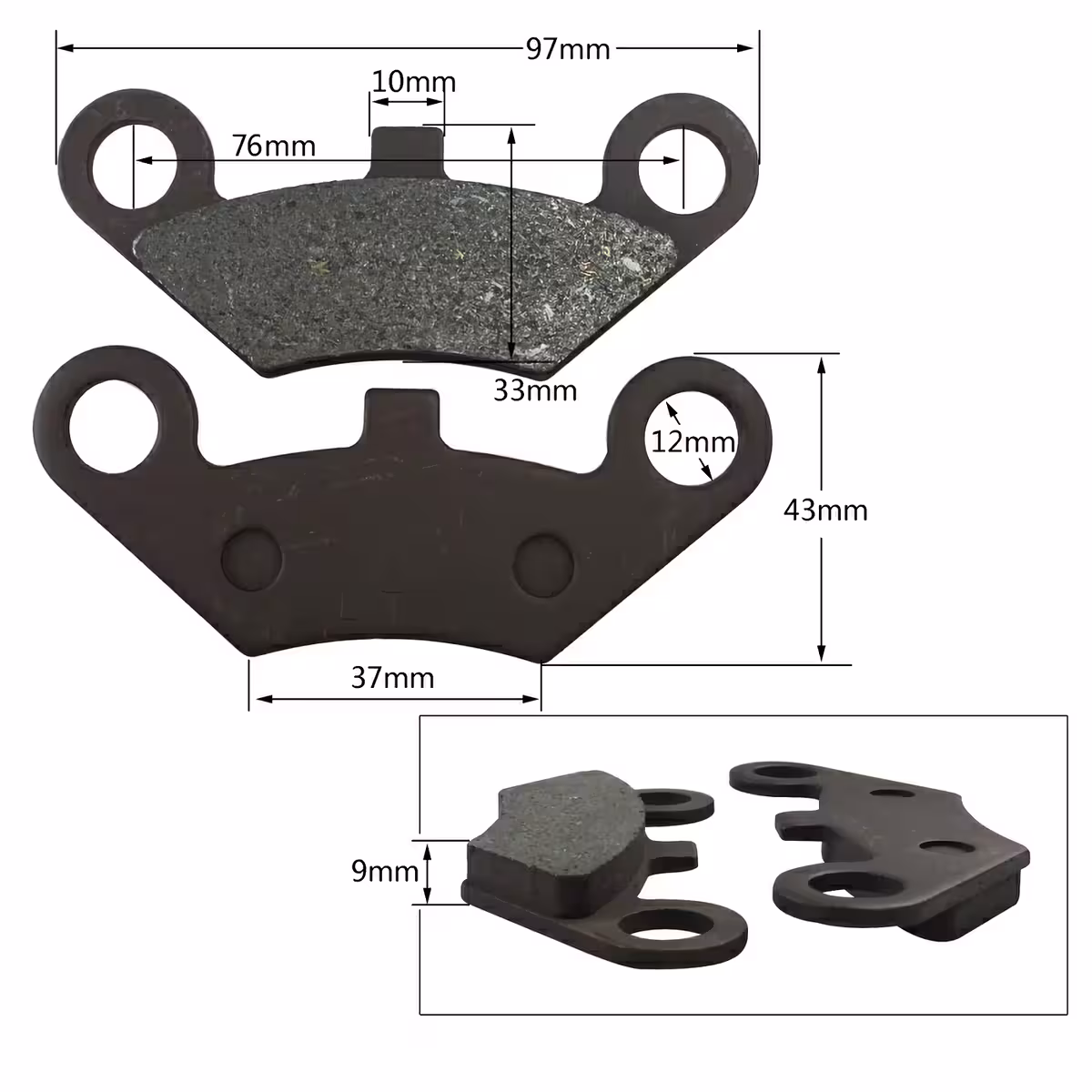 Front and rear brake pads Linhai 420 ATV, high-temperature resistant material