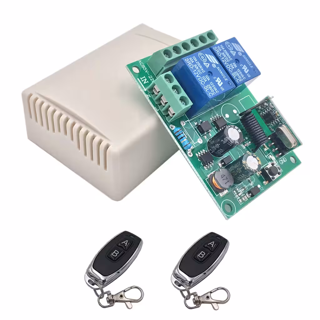 220V Remote Relay – Wireless Module 2 Relays 433MHz for Automation of Doors, Lights, Gates