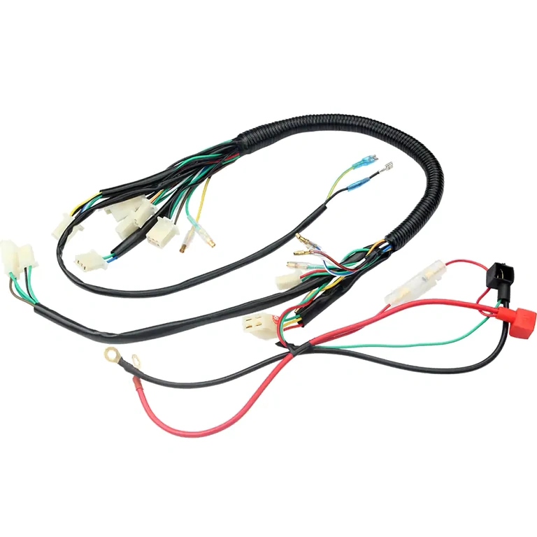Complete ATV wiring set with headlight and brake functions Full ATV wiring with front/back lights and horn function