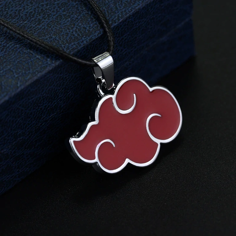 Anime Naruto jewelry – black chain necklace with red pendant
