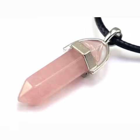 Natural Rose Quartz Pendant Necklace – Crystal Jewelry for Purification and Energy