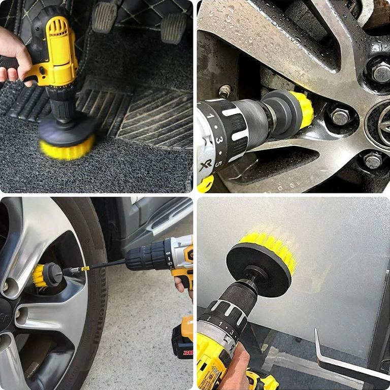 Drill brushes for car rims cleaning Set of brushes for washing wheels, caps, and hard-to-reach corners