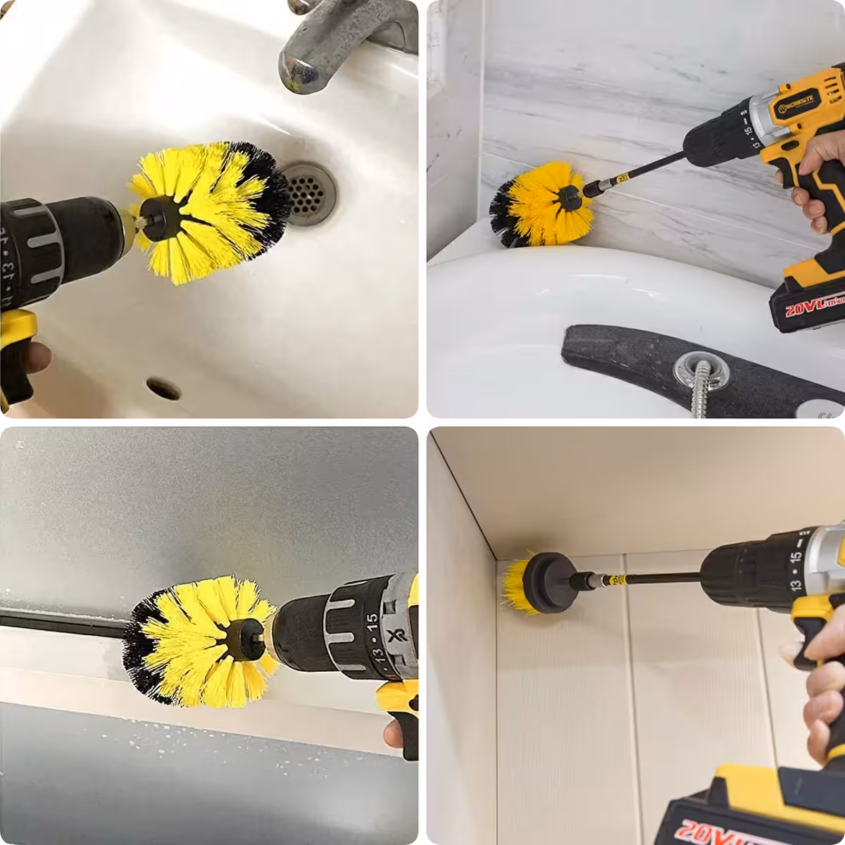 Brush for sink, bathtub, toilet – drill attachment