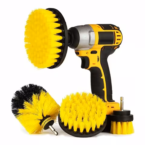 Set of 3 Rotating Nylon Brushes for Drill – Cleaning Upholstery, Carpet, Rug, and Plastic