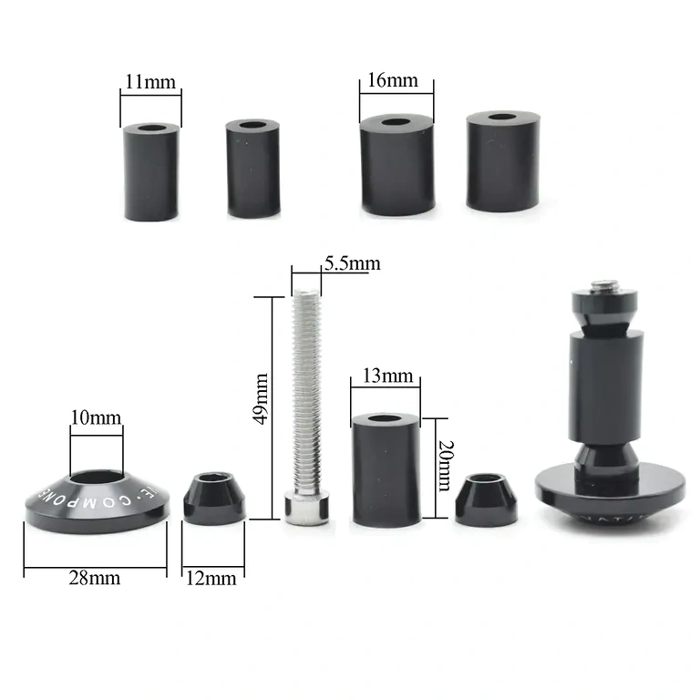 Handlebar ends with 3 gasket sizes for precise fit