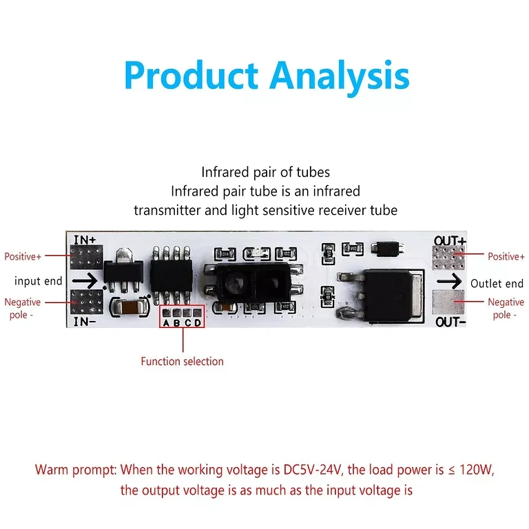 Connected sensor module – dual outputs Image of sensor module connected to two different outputs for dual control