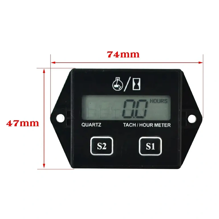 Resettable hour meter with small display Compact digital screen with reset function for agricultural machinery
