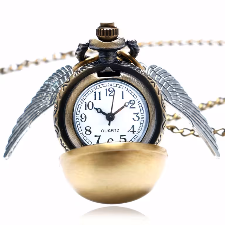 Pocket Watch with Chain – Harry Potter Golden Snitch Quidditch (Quartz)