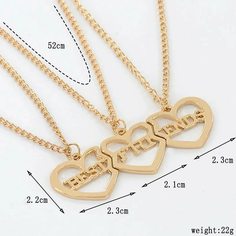 Durable zinc alloy necklaces with Best Friends Forever message
