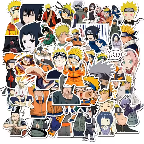 Naruto Shippuden Anime Stickers – Set of 50 Durable PVC Stickers for Laptop, Bike, Skateboard, and Console