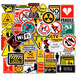 Funny Warning Stickers for Car, Motorcycle, Laptop, Skateboard – Set of 50 Waterproof and Durable