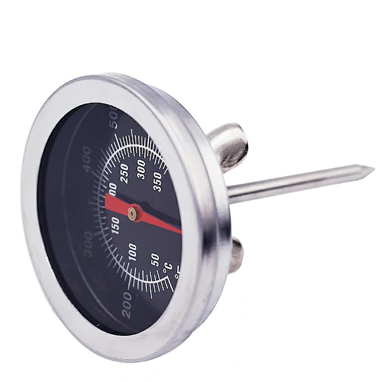 Professional thermometer compatible with various heat sources for cooking meat