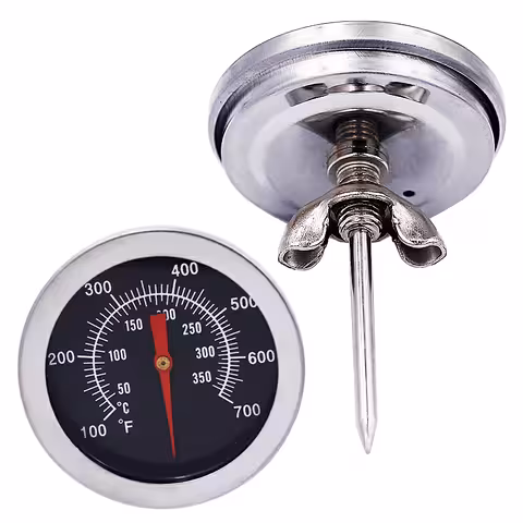 Professional BBQ Meat Thermometer – Oven, Grill, Smoker, Stainless Steel Analog 0-350°C