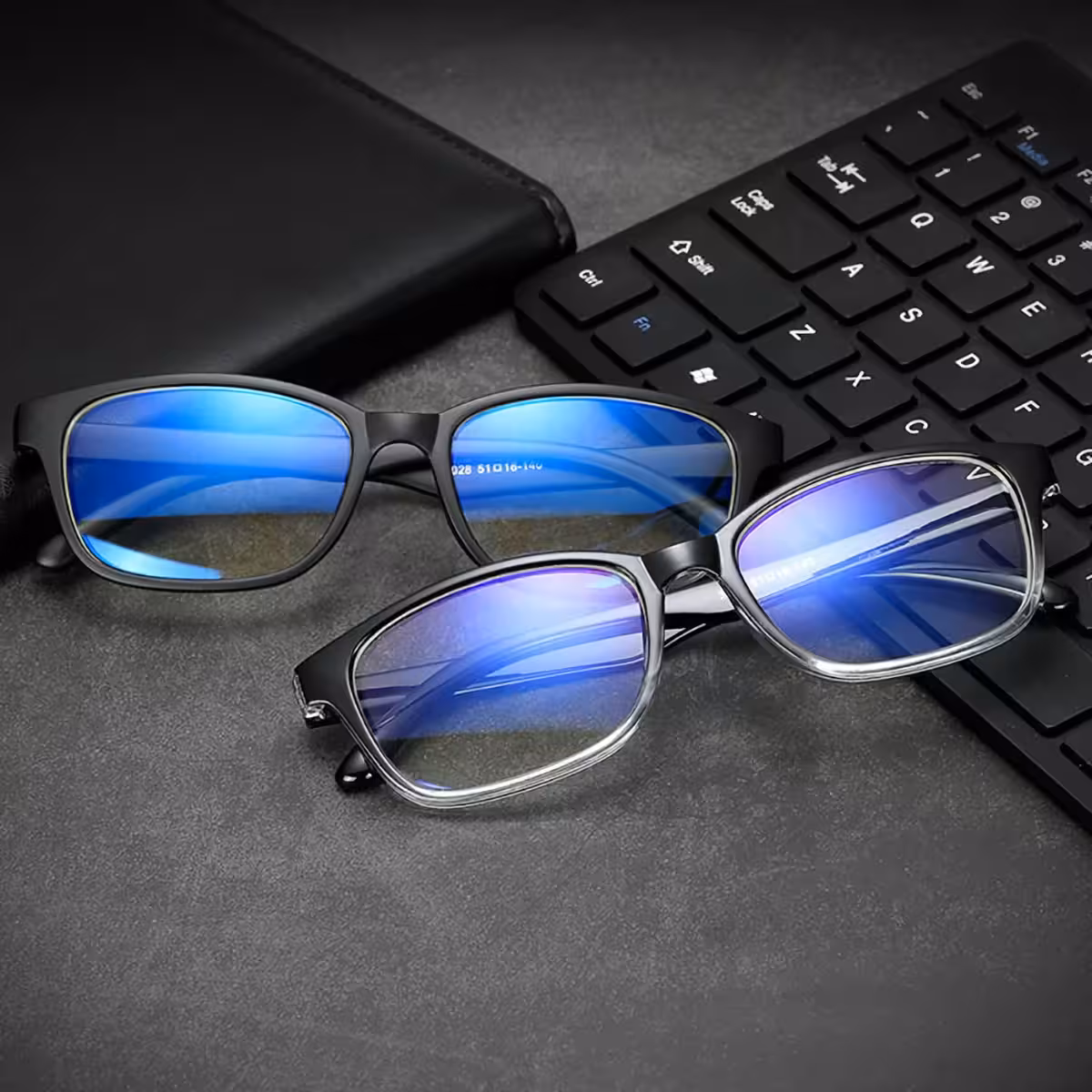 Non-prescription glasses with blue light filter – protects eyes at computer