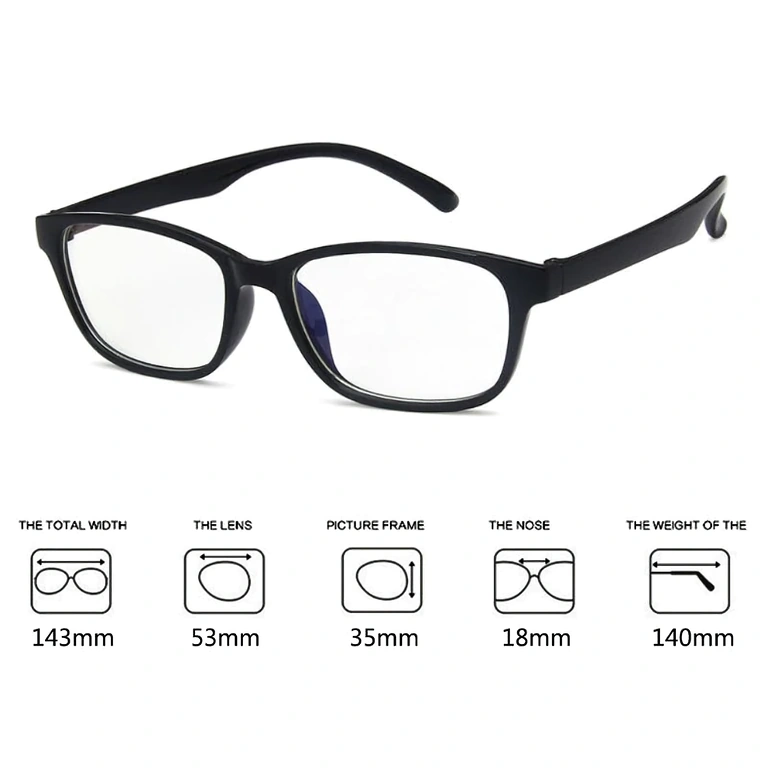 Non-prescription glasses with blue light filter Glasses with special lenses for filtering harmful blue light from screens