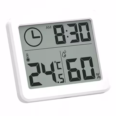 Slim white digital hygrometer with temperature sensor
