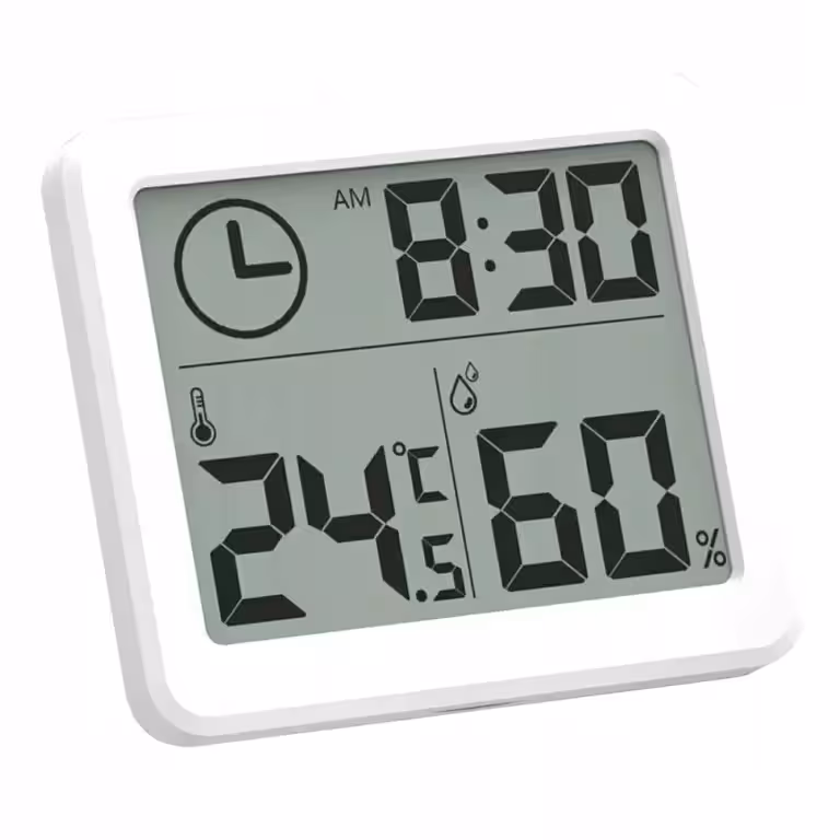 Slim white digital hygrometer with temperature sensor