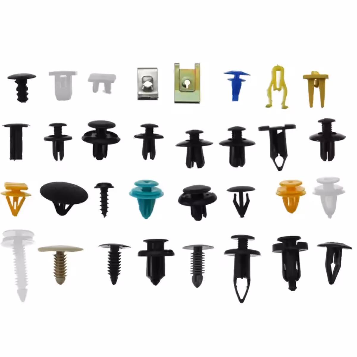 Black ABS clips for fixing interior panels and auto elements