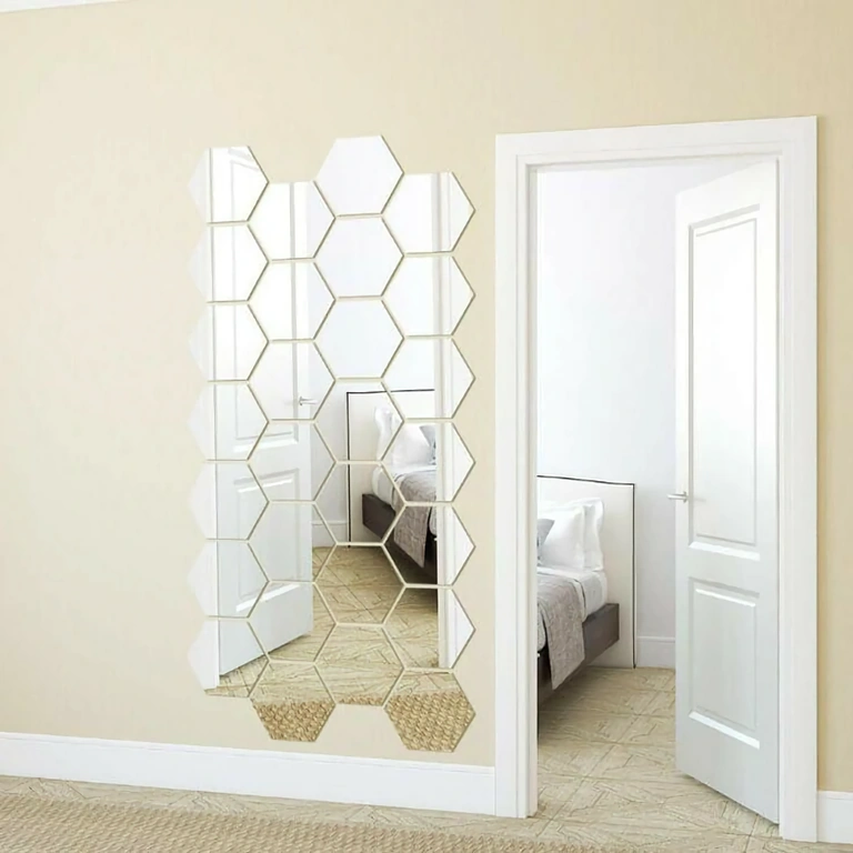 Acrylic hexagon mirrors set for contemporary decor