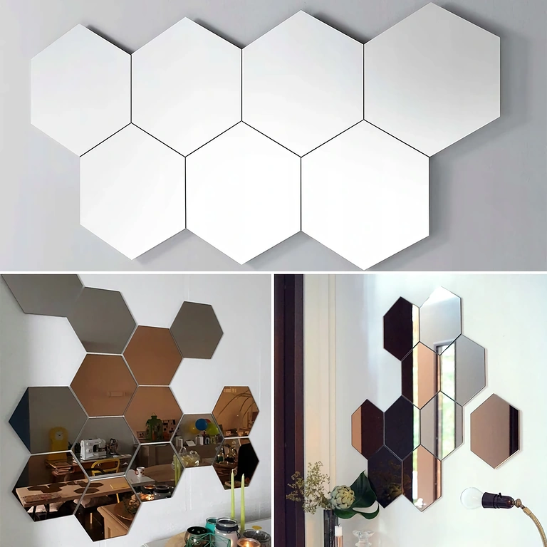 Hexagon mirror sticker for wall – elegant decorative effect