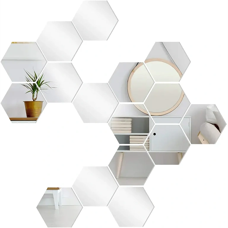 Acrylic hexagonal wall mirrors for modern interior design