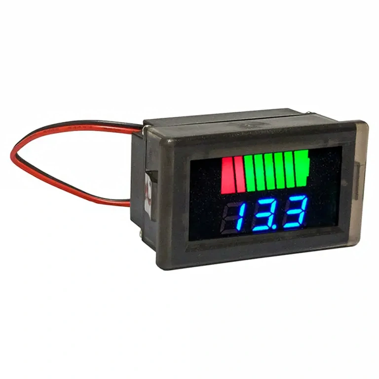 LED battery level display for motorcycle and car LED voltmeter, easily mountable, for voltages 12V–72V