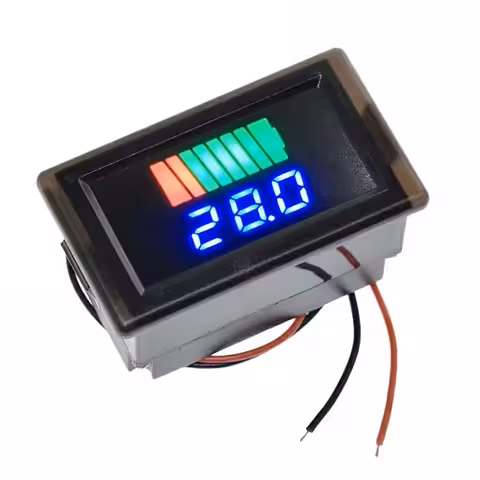 Battery Status Indicator 12V–72V – LED Voltmeter for Car, Motorcycle, Bike, Scooter