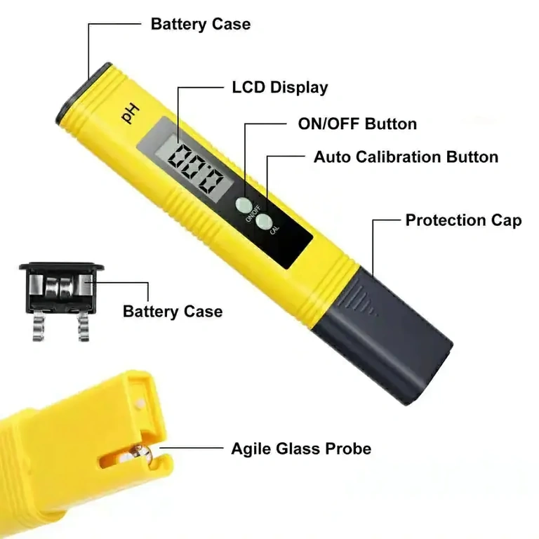 Pen-style water pH meter – high precision pH tester pen with 0.01 accuracy – ideal for aquariums, pools, fountains