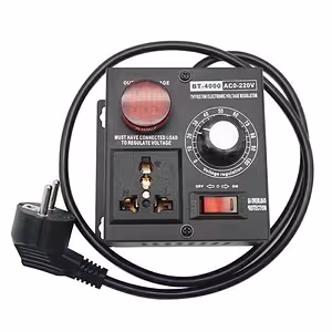 Socket with 4000W Voltage Dimmer – Electric Power Regulator with Potentiometer for Lighting, Motors, and Tools