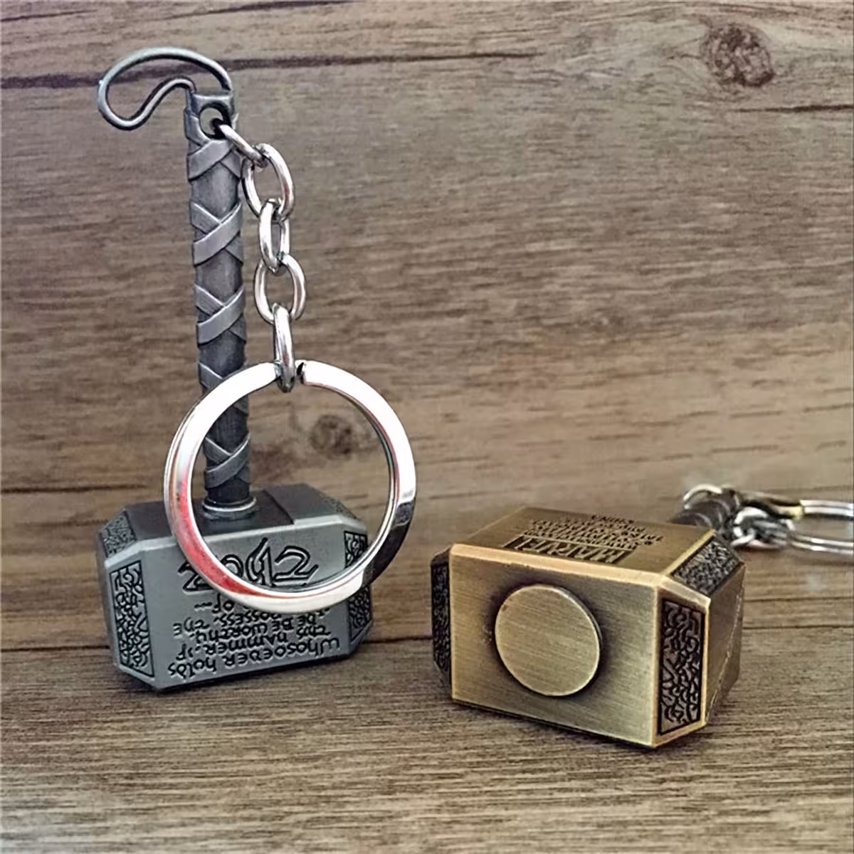 Mini metal Thor hammer, Marvel-themed keychain