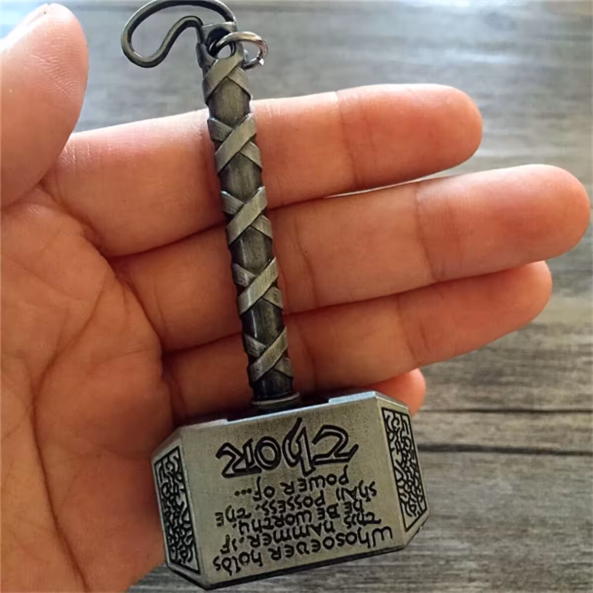 Metal keychain, Thor hammer model, silver or gold finish