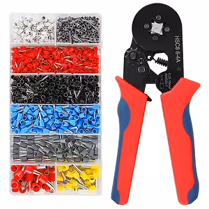 Self-Adjusting Ferrule Crimping Pliers + 1200 Terminal Pins – Professional Wire Crimping Set