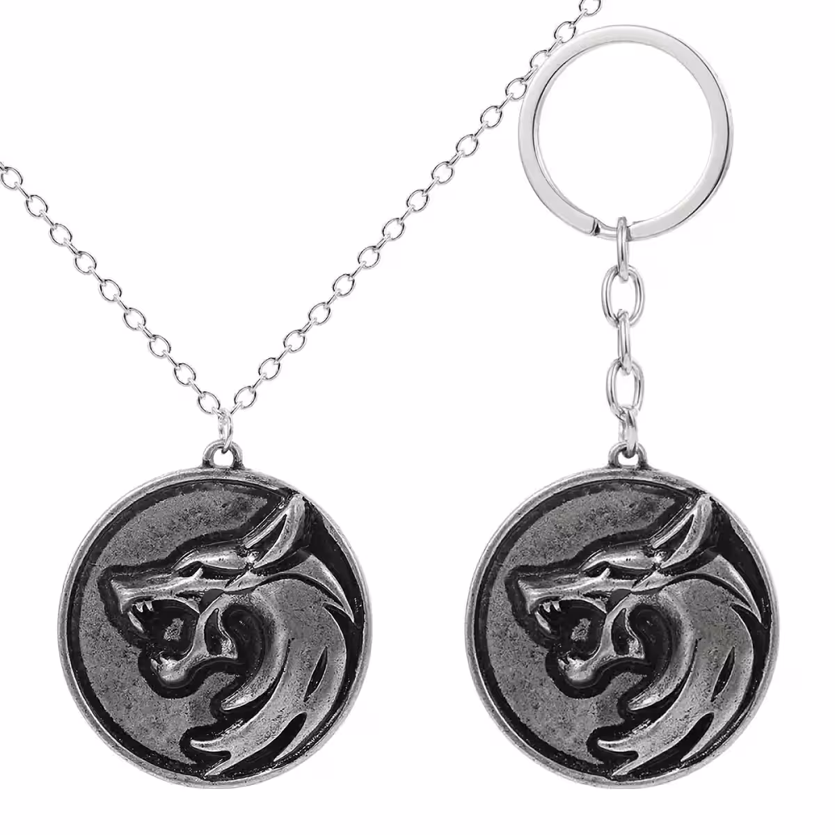 The Witcher accessories with wolf head symbol, perfect for collectors