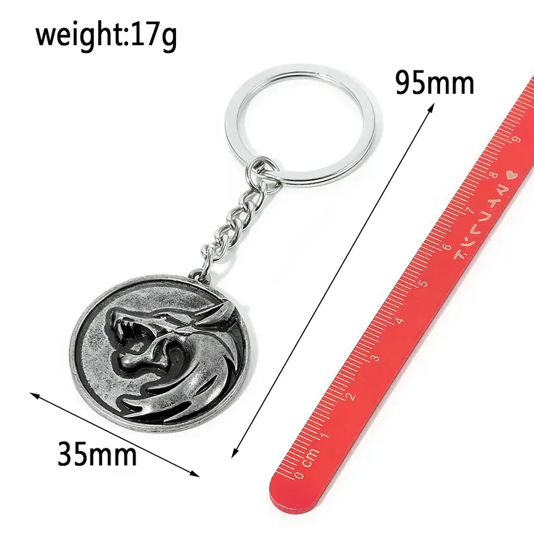 Witcher wolf symbol set for men Men’s accessories with Witcher wolf design, antique silver