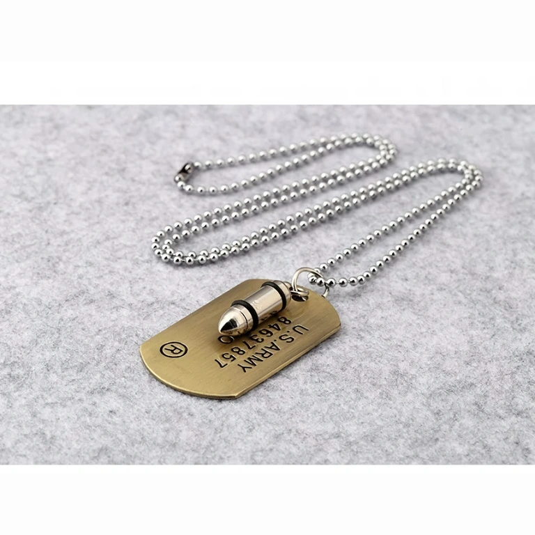 Metal bullet necklace, military look, masculine design