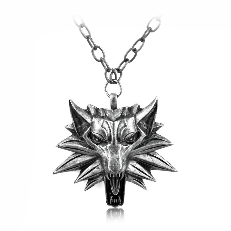 Silver necklace perfect for The Witcher cosplay, realistic details